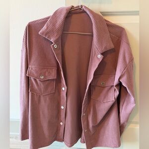 Pink / Mauve Button-Up Waffle Knit Jacket